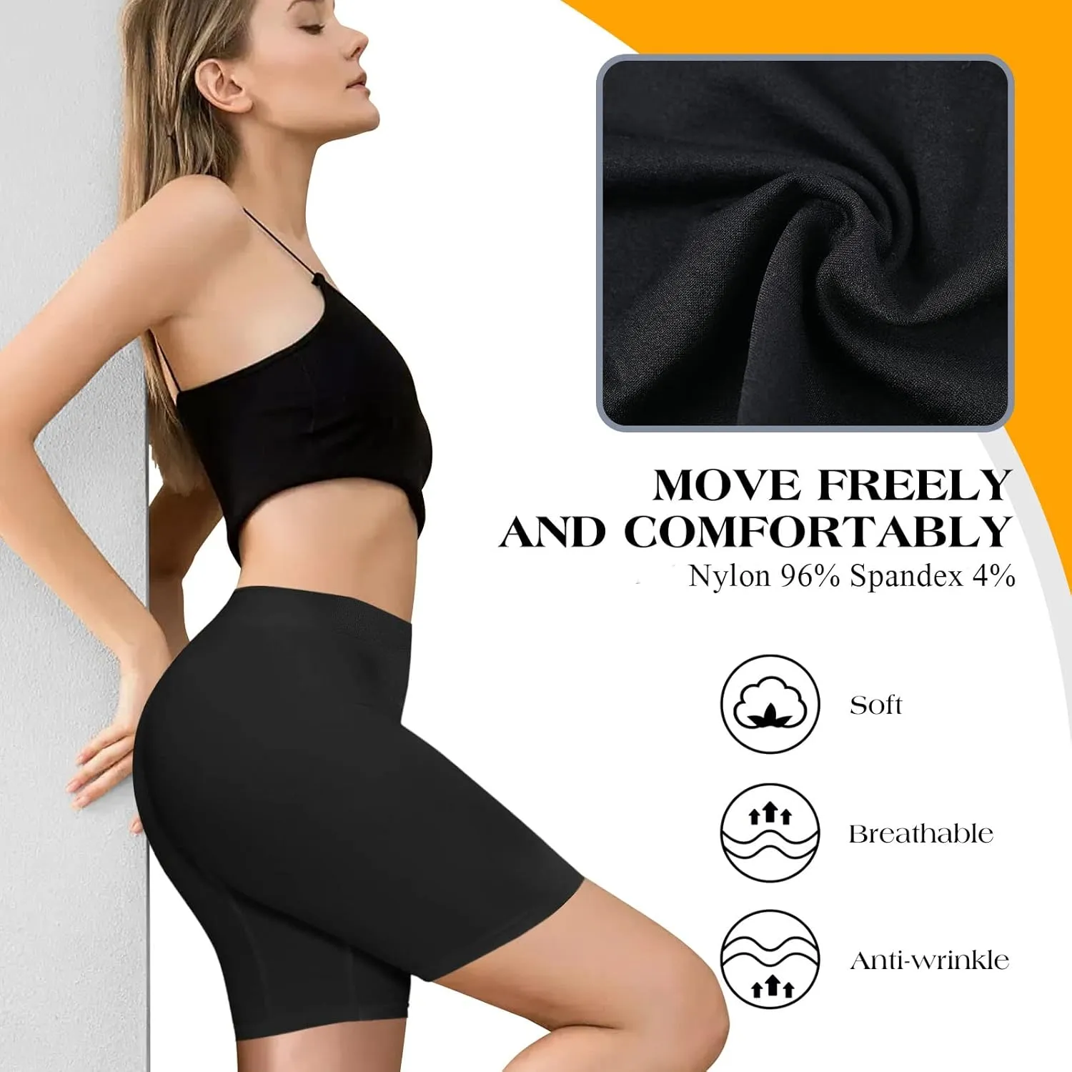 3 Pack Slip Shorts for Women Under Dresses, Seamless Anti Chafing Shorts Summer