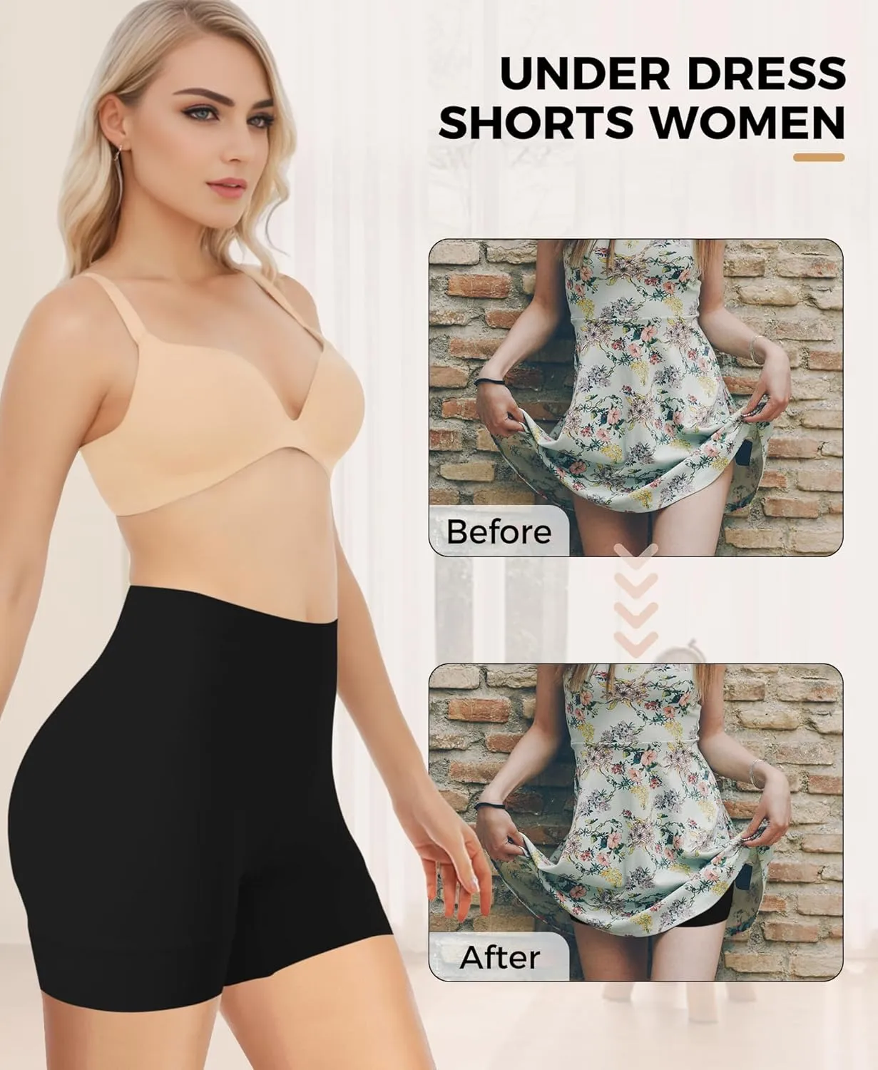 3 Pack Slip Shorts for Women Under Dresses, Seamless Anti Chafing Shorts Summer