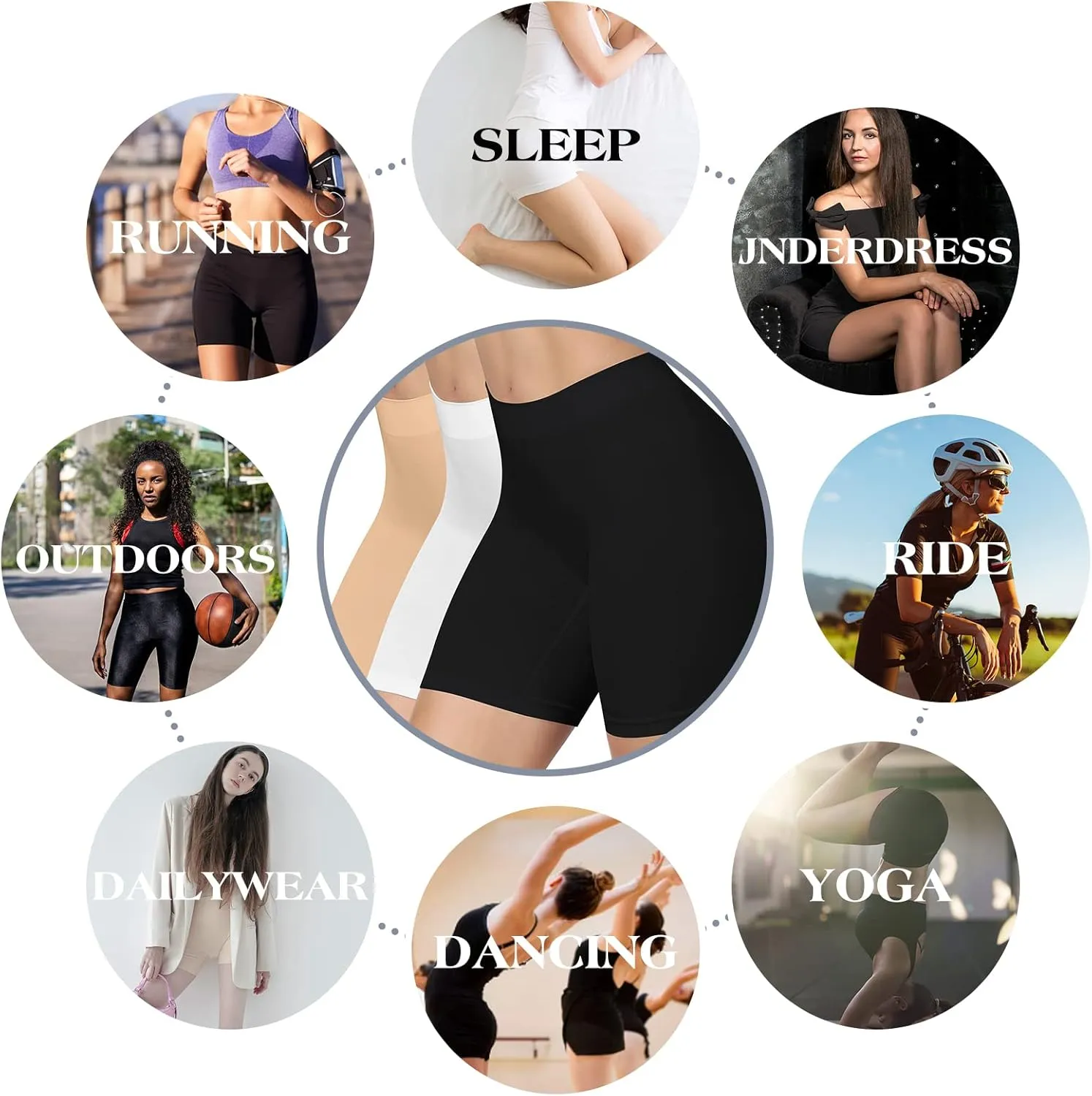 3 Pack Slip Shorts for Women Under Dresses, Seamless Anti Chafing Shorts Summer