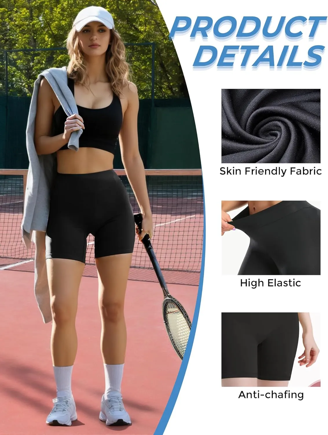 3 Pack Slip Shorts for Women Under Dresses, Seamless Anti Chafing Shorts Summer