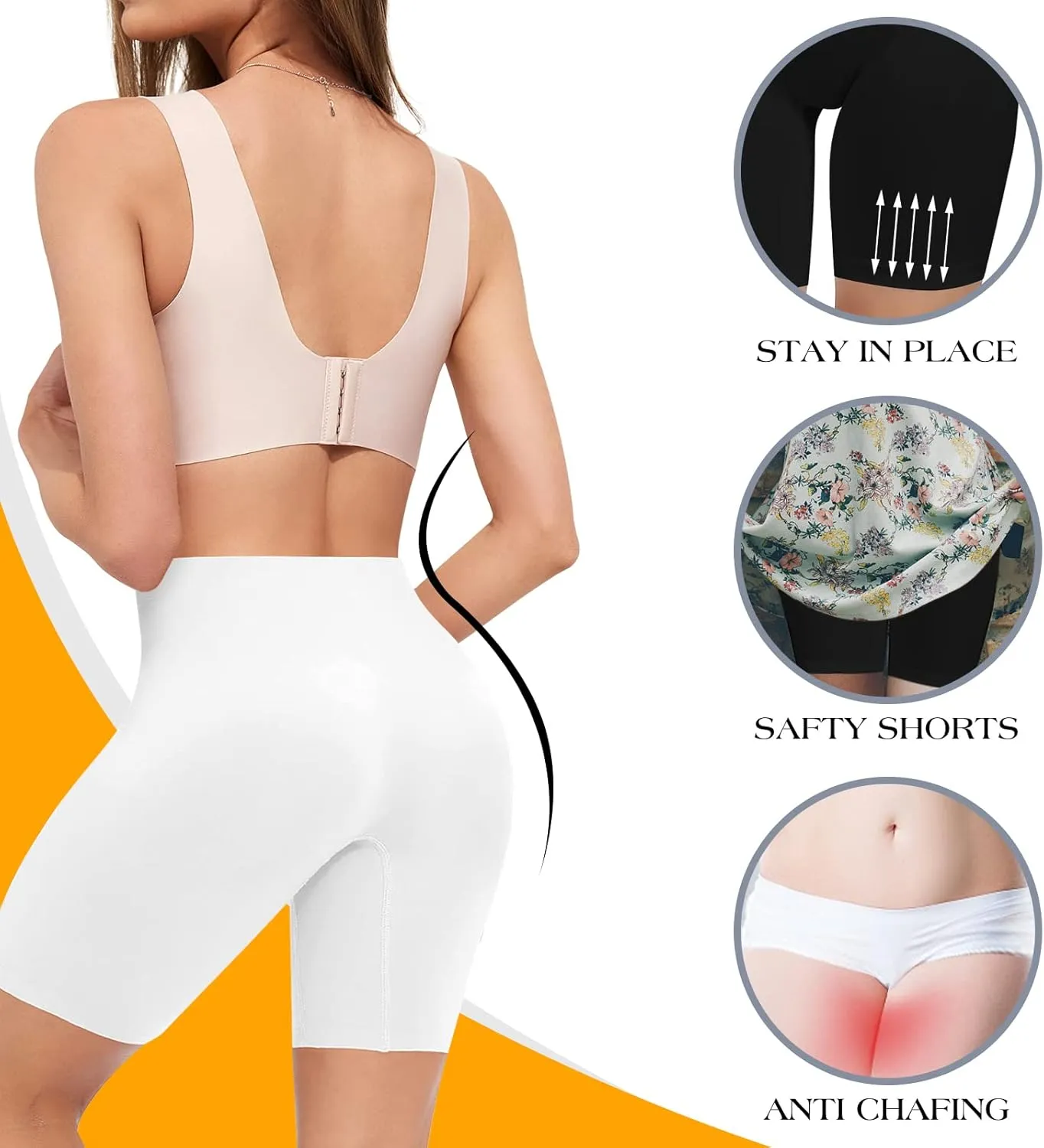 3 Pack Slip Shorts for Women Under Dresses, Seamless Anti Chafing Shorts Summer