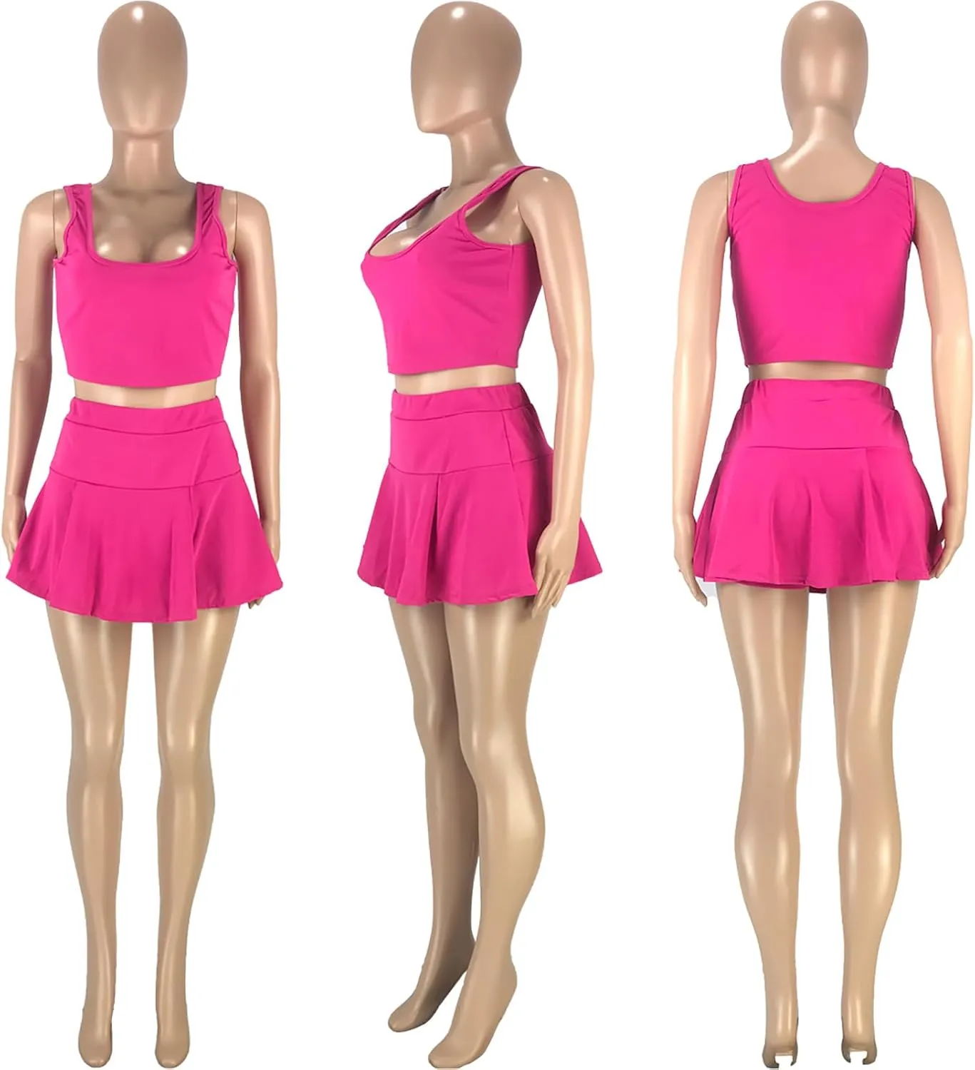 Adogirl Women Tennis Skirt Sets 2 Piece Outfits Casual Tank Crop Top Pleated Mini Dress Golf Athletic Sport Workout Outfits