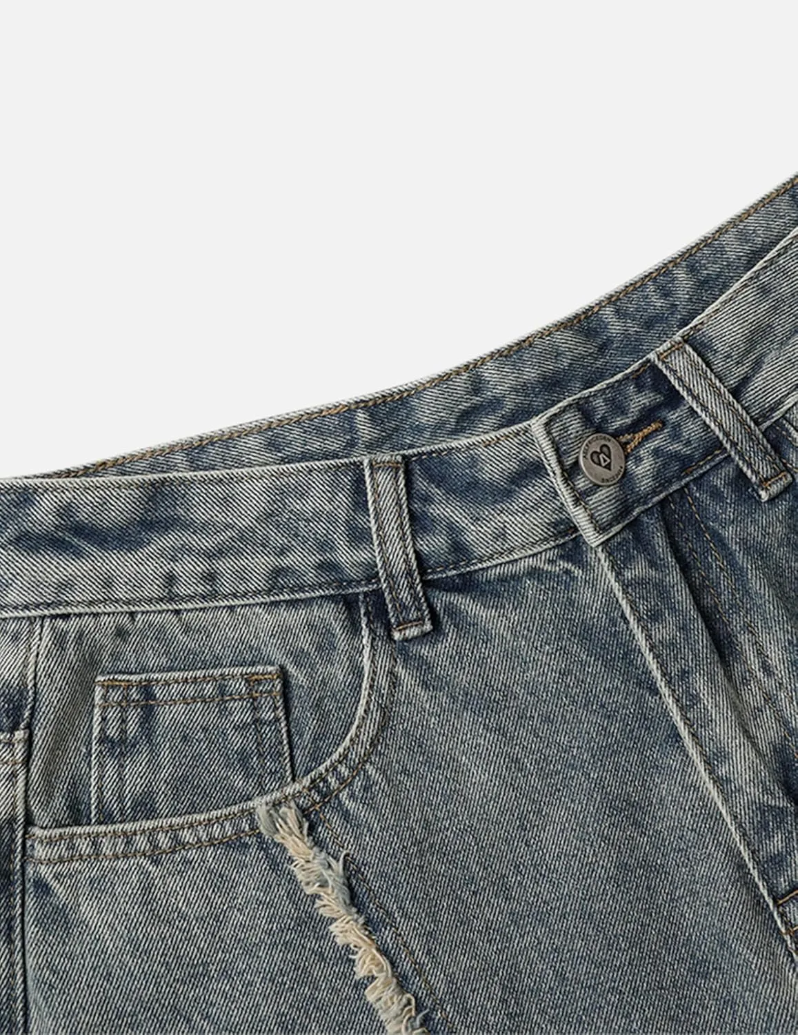 Aelfric Eden Mens Jeans Fringe Patchwork Loose Fit Jean Pants Casual Unisex Wide Leg Y2k Vintage Denim Pant Streetwear