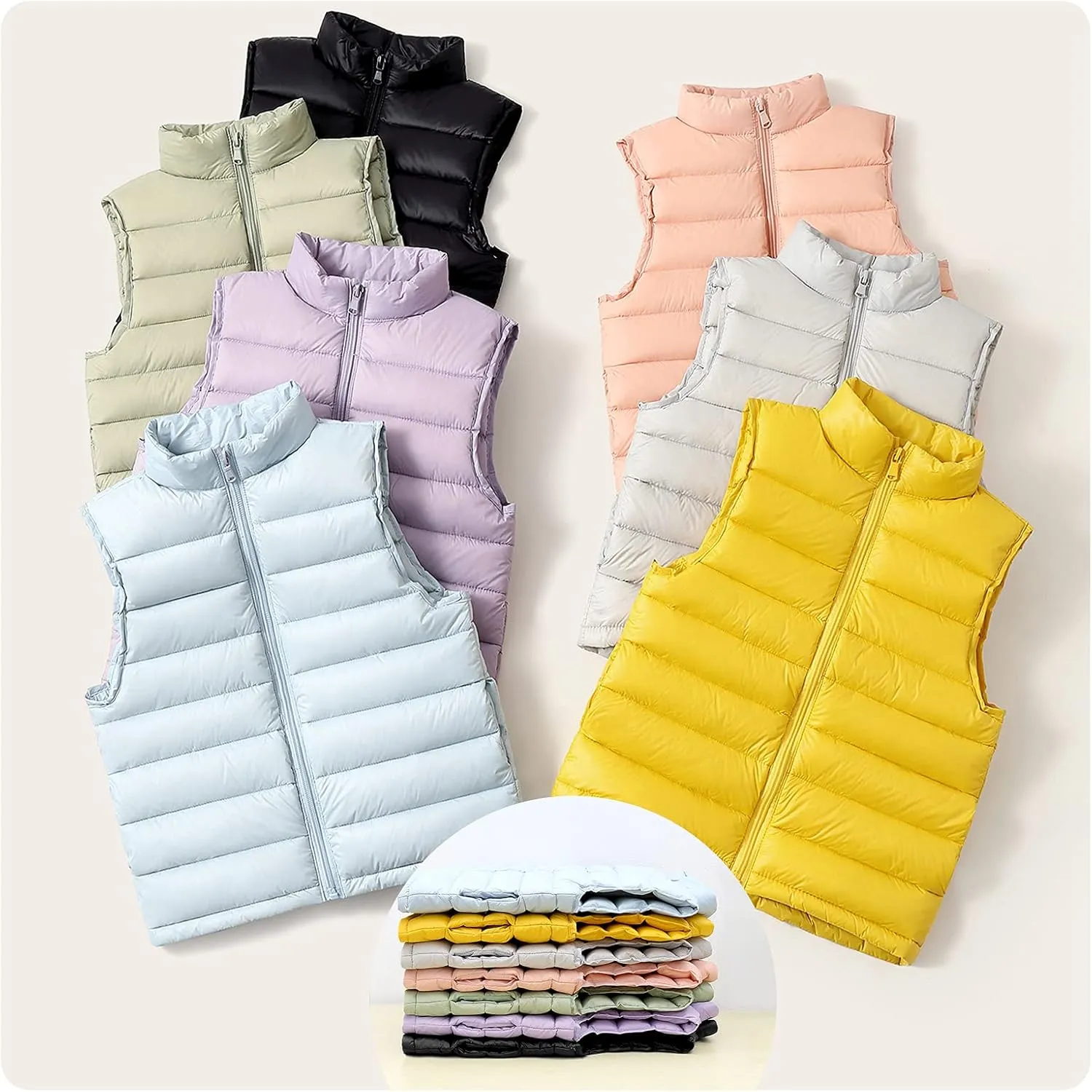 AIEOE Little Girls Boys Down Vest Puffer Sleeveless Outfit Coat