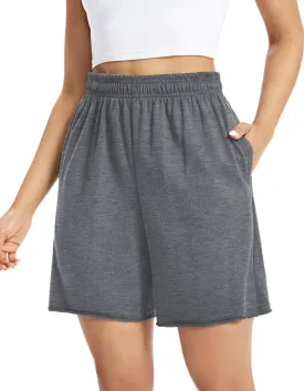 Auriviz Womens Sweat Shorts Comfy Cotton Casual Drawstring Shorts Workout Lounge High Waisted Summer Shorts with Pockets
