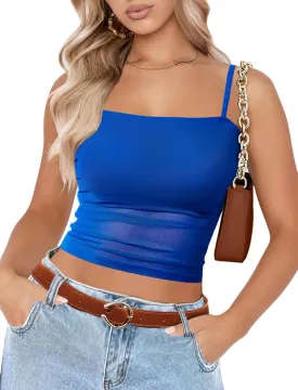 Avidlove Bralettes for Women Spaghetti Strap Mesh Tank Top Tube Slim Y2K Camisole
