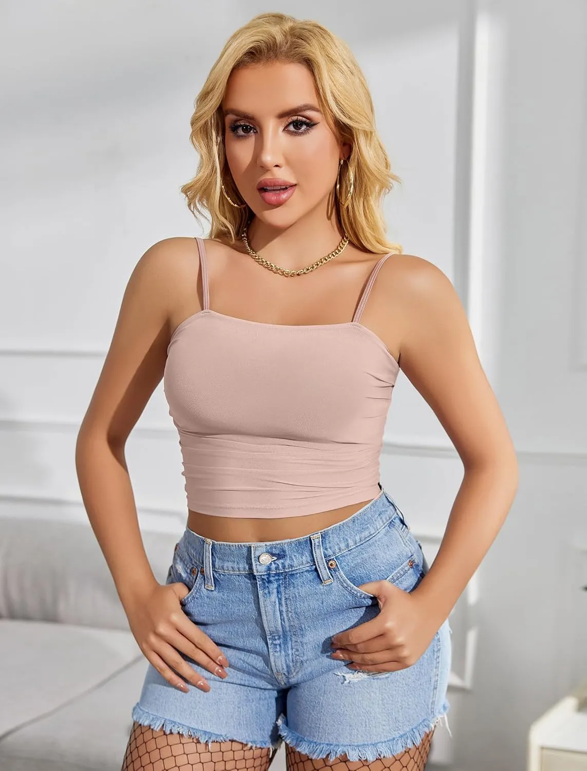 Avidlove Bralettes for Women Spaghetti Strap Mesh Tank Top Tube Slim Y2K Camisole