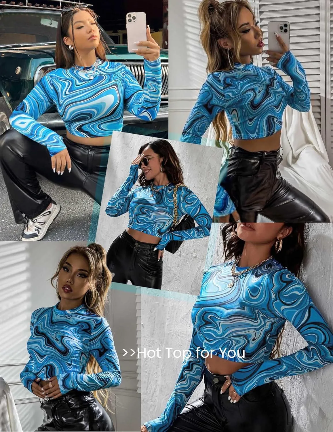 Avidlove Mesh Top Mesh Crop Top for Women Y2K Long Sleeve Mock Neck Top S-XXL