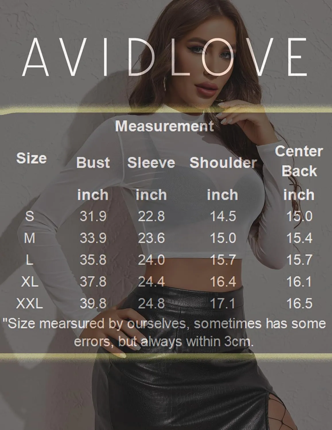 Avidlove Mesh Top Mesh Crop Top for Women Y2K Long Sleeve Mock Neck Top S-XXL