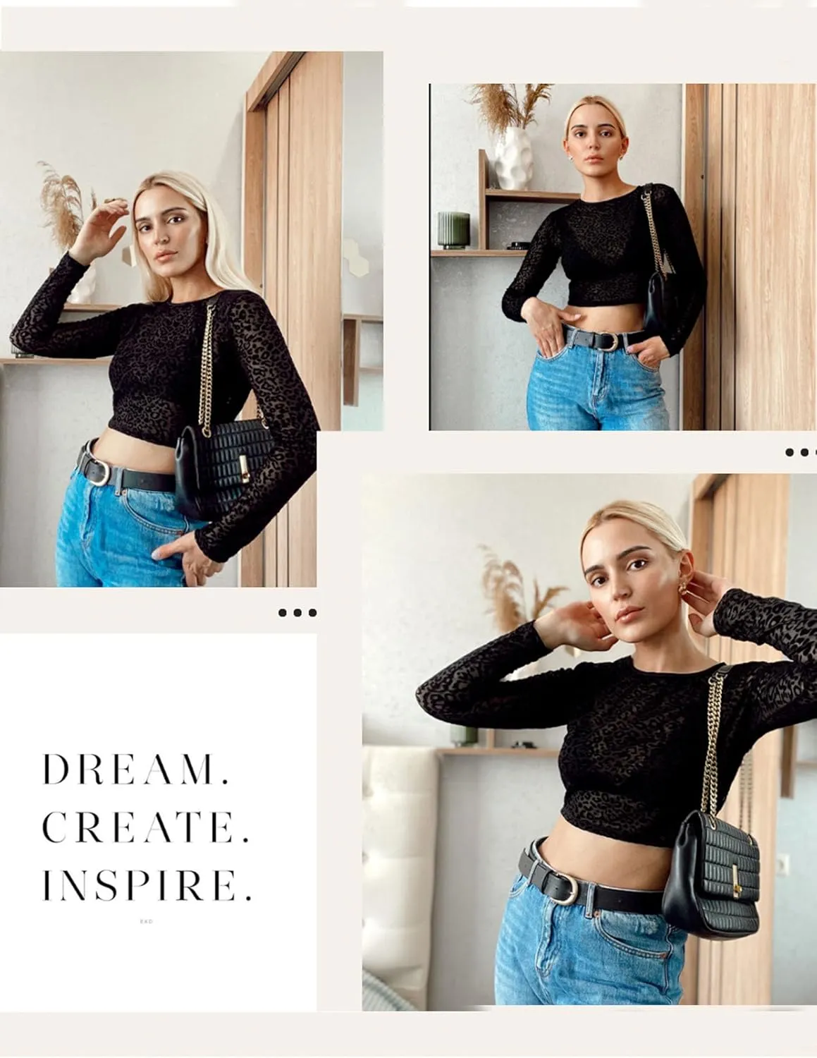 Avidlove Women Mesh Crop Top Long Sleeve See Through Shirt Sheer Blouse O Neck Clubwear S-4XL