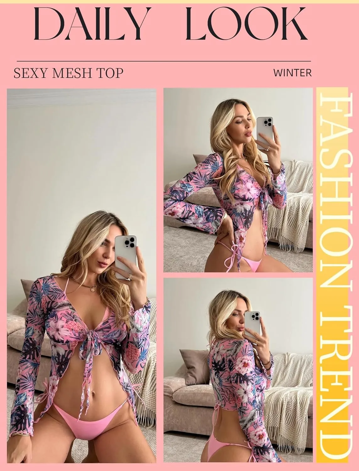 Avidlove Women Mesh Crop Top Y2K Tie Front Tops Rave Top Sheer Cardigan Sexy V Neck Outfits S-2XL