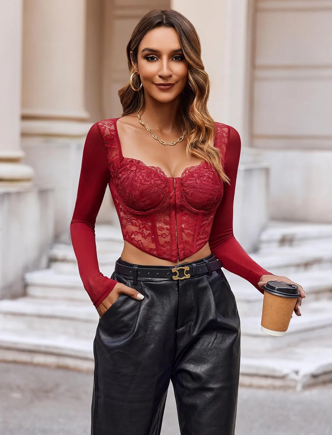 Avidlove Women Mesh Top Lace Crop Top Long Sleeve Sheer Blouse Y2K Mesh Shirts Sexy Going Out Tops Summer Outfits 2025