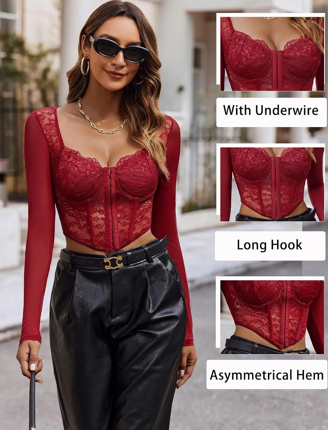 Avidlove Women Mesh Top Lace Crop Top Long Sleeve Sheer Blouse Y2K Mesh Shirts Sexy Going Out Tops Summer Outfits 2025
