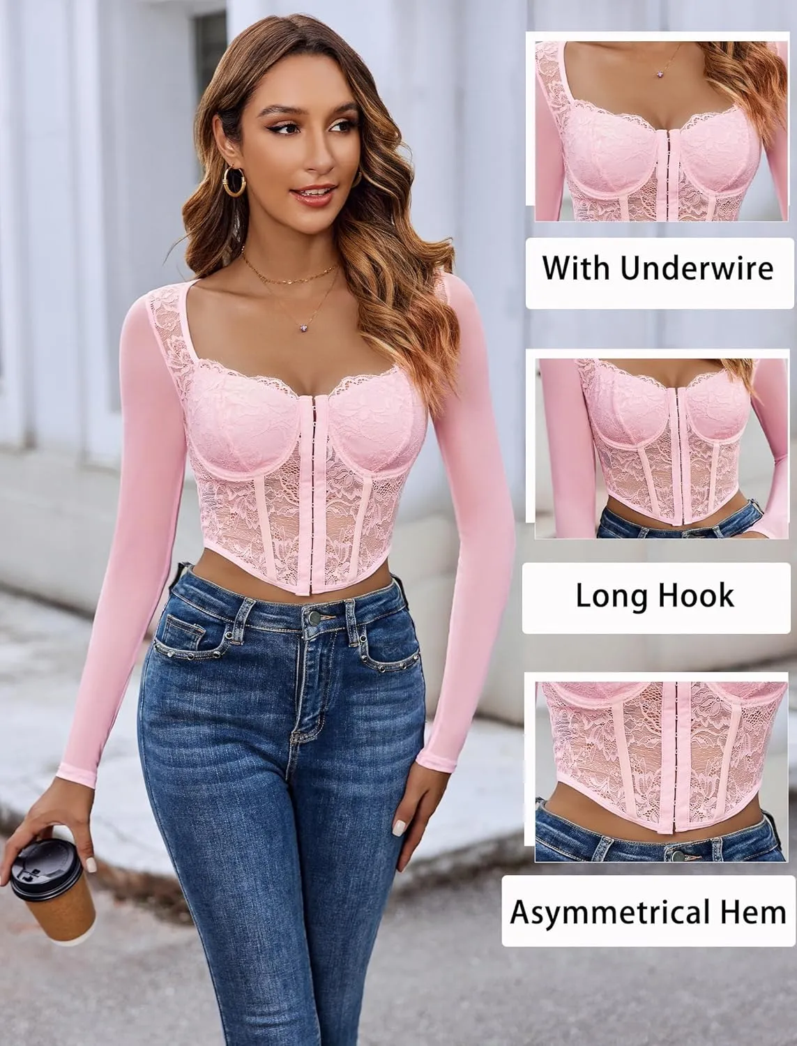 Avidlove Women Mesh Top Lace Crop Top Long Sleeve Sheer Blouse Y2K Mesh Shirts Sexy Going Out Tops Summer Outfits 2025