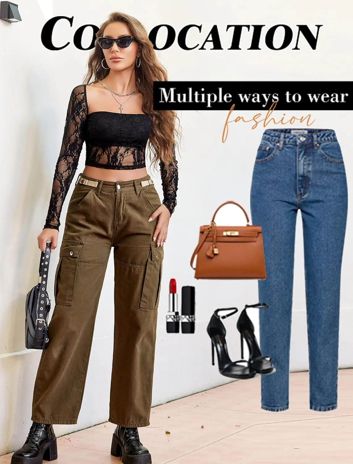 Avidlove Women's Mesh Tops Lace Long Sleeve Going Out Tops Square Neck Crop Top Shirt Strapless Tube Top and Bolero Set