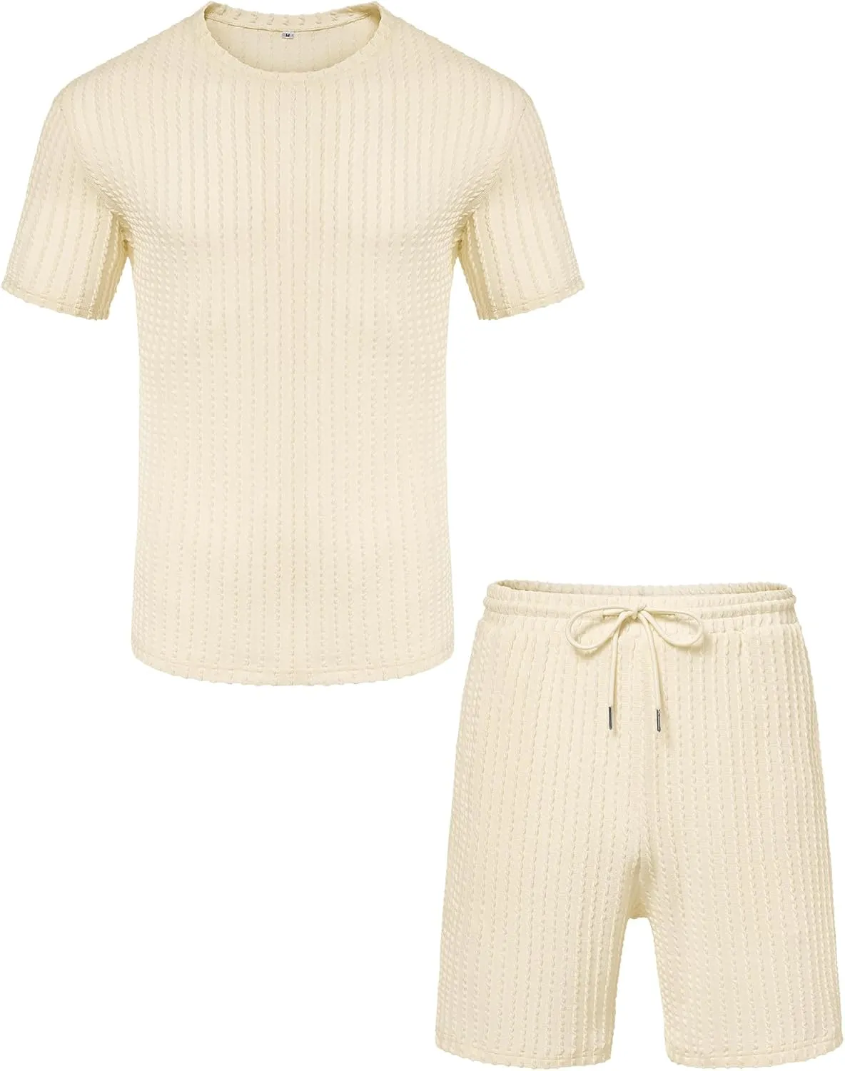 Babioboa Men's Short Sets 2 Piece Outfits Crewneck Summer T Shirt and Matching Knitted Shorts Tracksuit Sets with Pockets