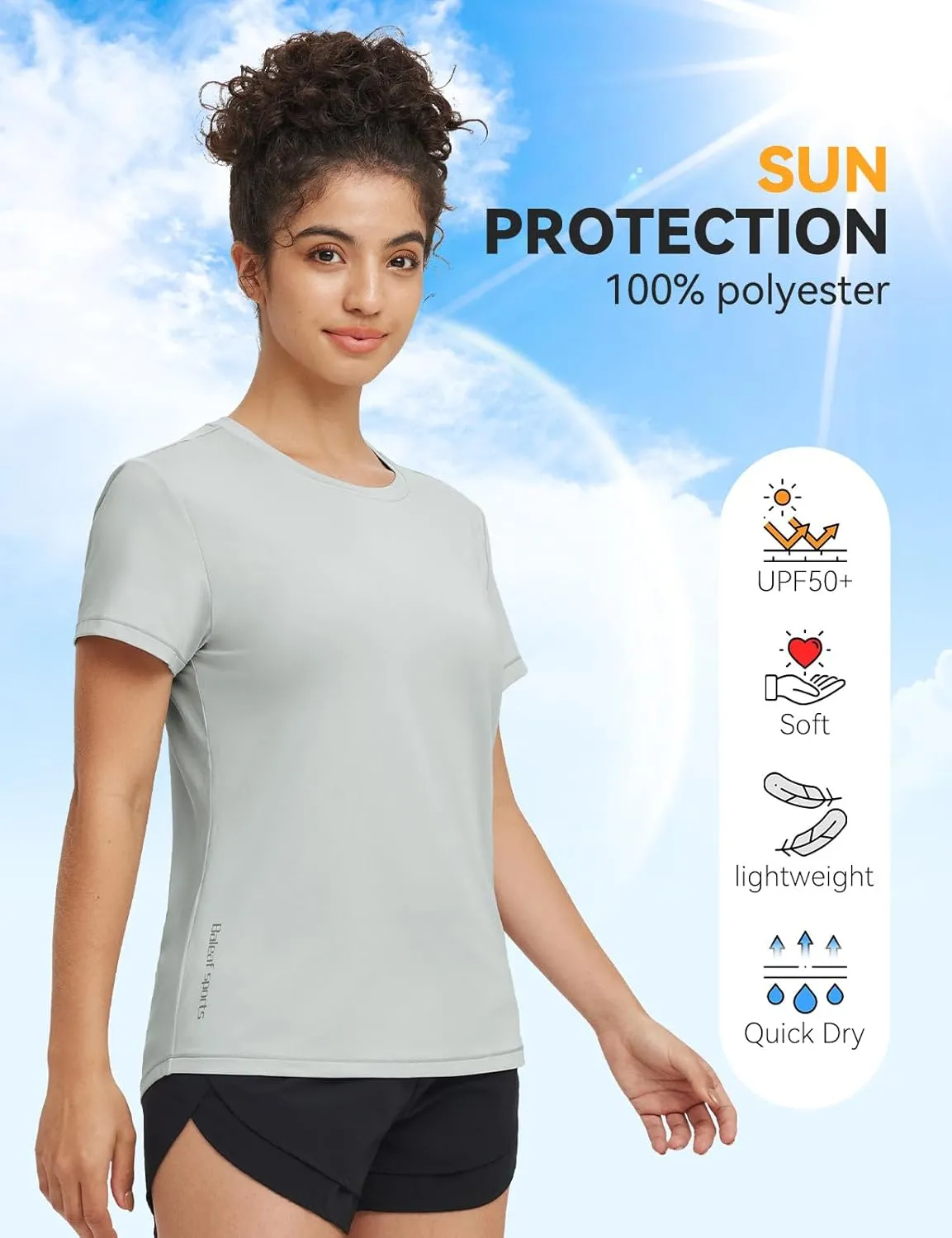 baleaf Women's Running Shirts Short Sleeve Workout Athletic Tops Moisture Wicking Quick Dry Exercise Hiking UV Sun Shirt