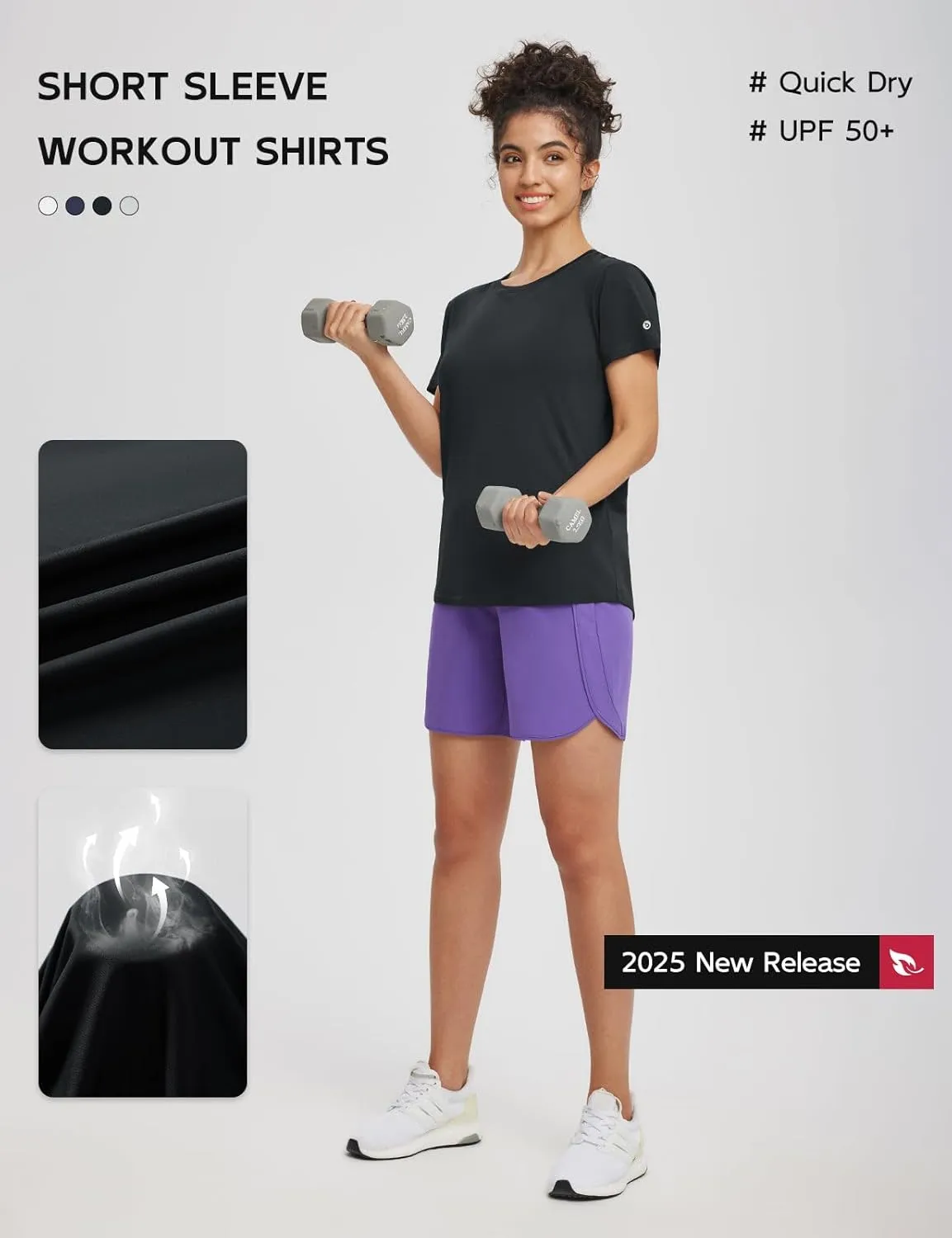baleaf Women's Running Shirts Short Sleeve Workout Athletic Tops Moisture Wicking Quick Dry Exercise Hiking UV Sun Shirt