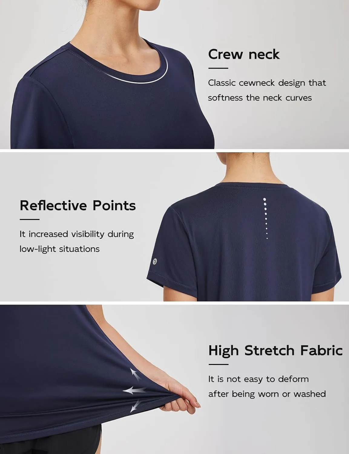 baleaf Women's Running Shirts Short Sleeve Workout Athletic Tops Moisture Wicking Quick Dry Exercise Hiking UV Sun Shirt