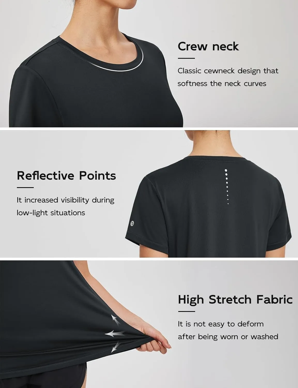 baleaf Women's Running Shirts Short Sleeve Workout Athletic Tops Moisture Wicking Quick Dry Exercise Hiking UV Sun Shirt