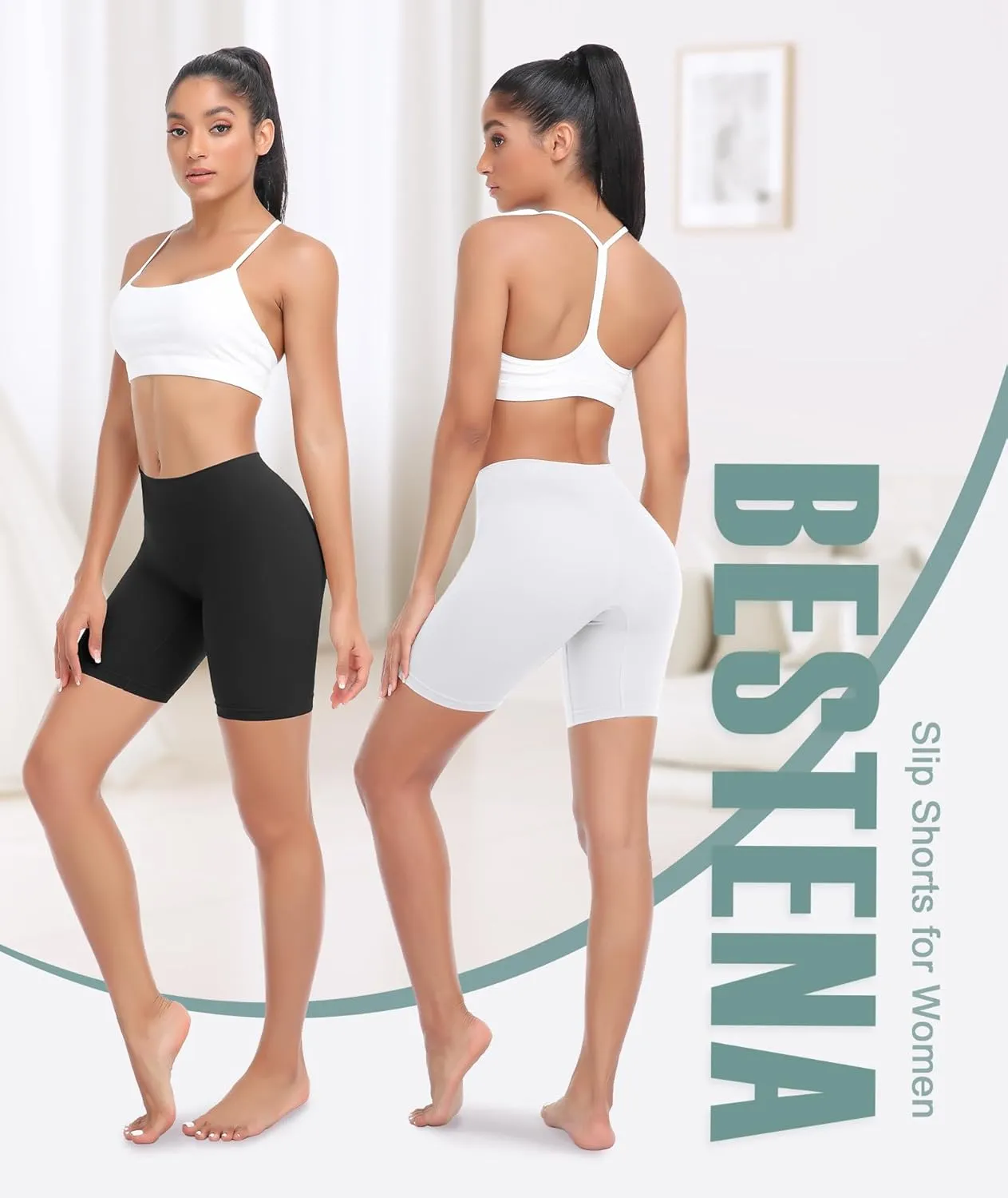 BESTENA 4 Pack Slip Shorts for Under Dress Seamless Smooth Boyshorts Panties Boxer Briefs for Women