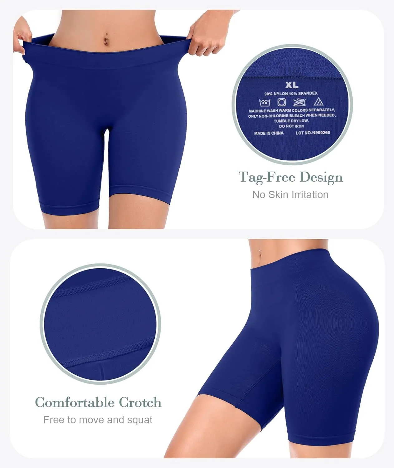 BESTENA 4 Pack Slip Shorts for Under Dress Seamless Smooth Boyshorts Panties Boxer Briefs for Women