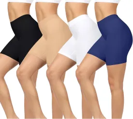 BESTENA 4 Pack Slip Shorts for Under Dress Seamless Smooth Boyshorts Panties Boxer Briefs for Women