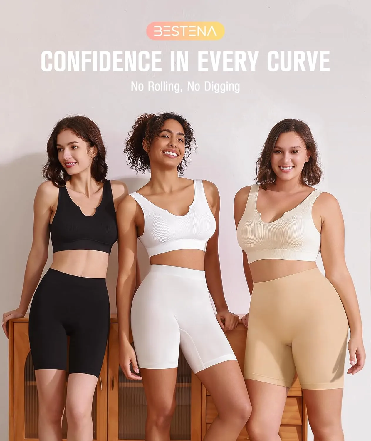 BESTENA Slip Shorts for Under Dresses Seamless Smooth Workout Yoga Bike Shorts for Women