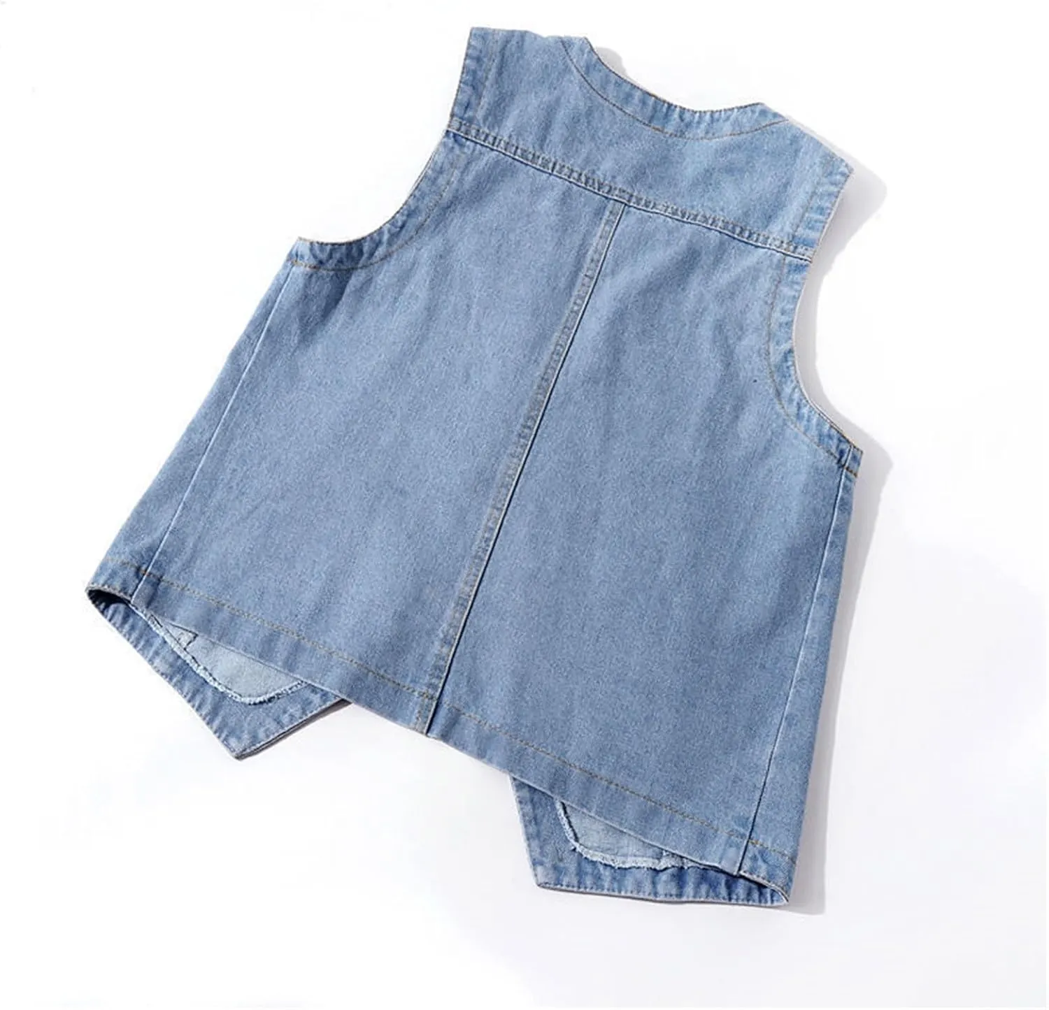 Boys Girls Denim V Neck Vest Vintage Button Down Tank Jacket Sleeveless Soft Outwear Tops Cowboy Vest Fall Clothes