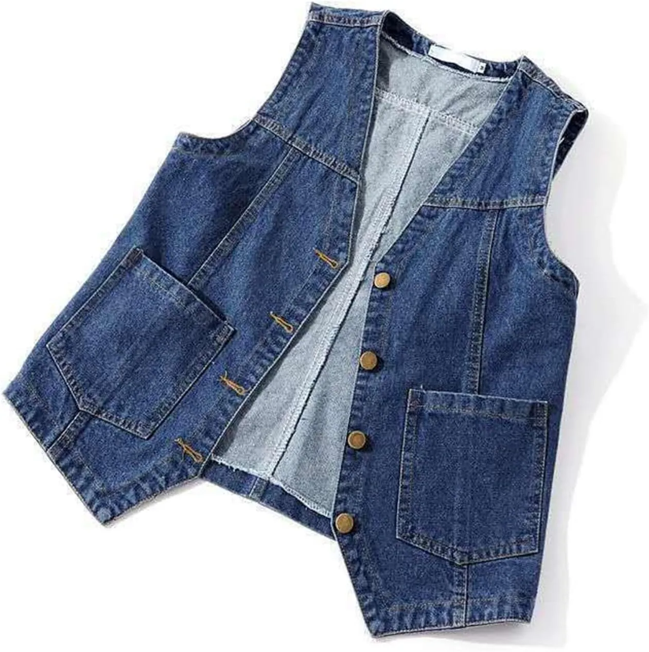 Boys Girls Denim V Neck Vest Vintage Button Down Tank Jacket Sleeveless Soft Outwear Tops Cowboy Vest Fall Clothes