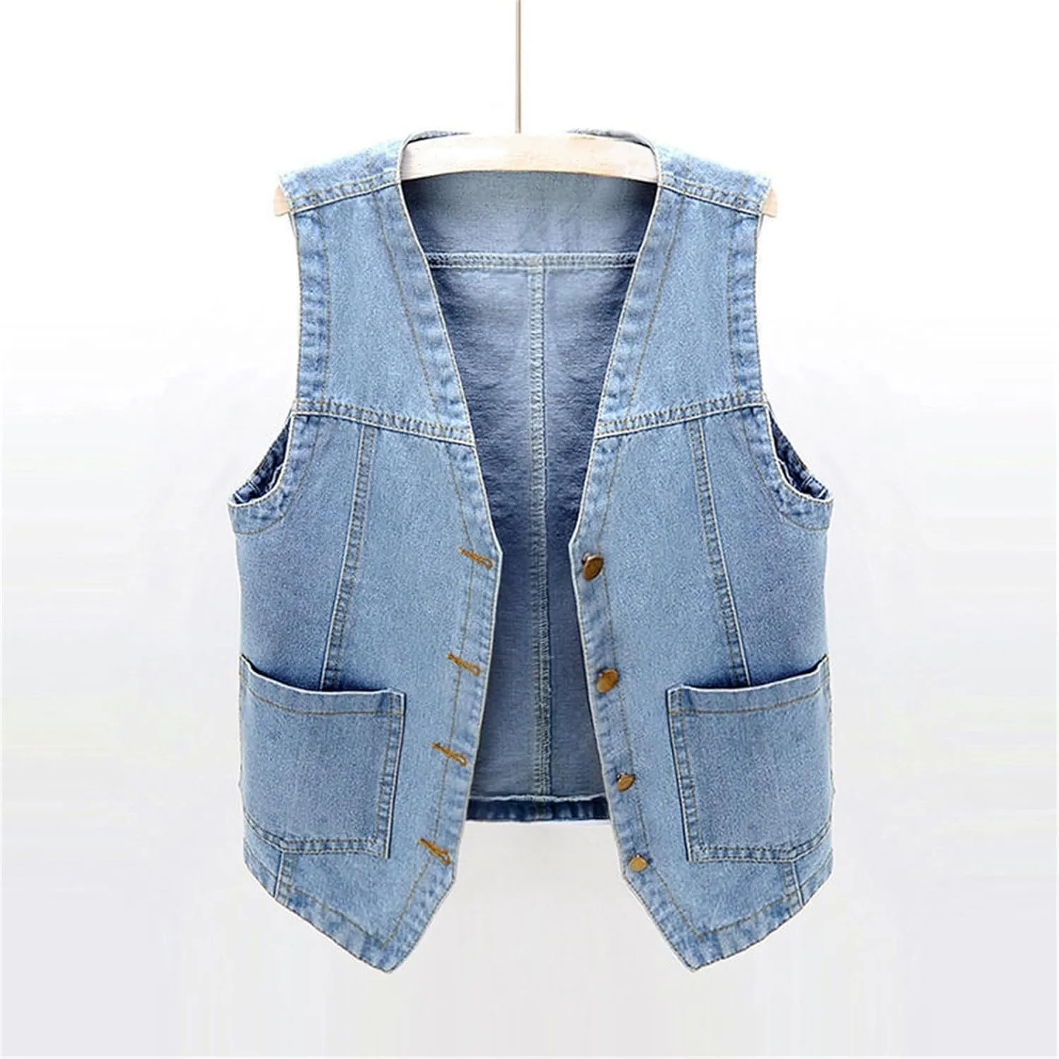 Boys Girls Denim V Neck Vest Vintage Button Down Tank Jacket Sleeveless Soft Outwear Tops Cowboy Vest Fall Clothes