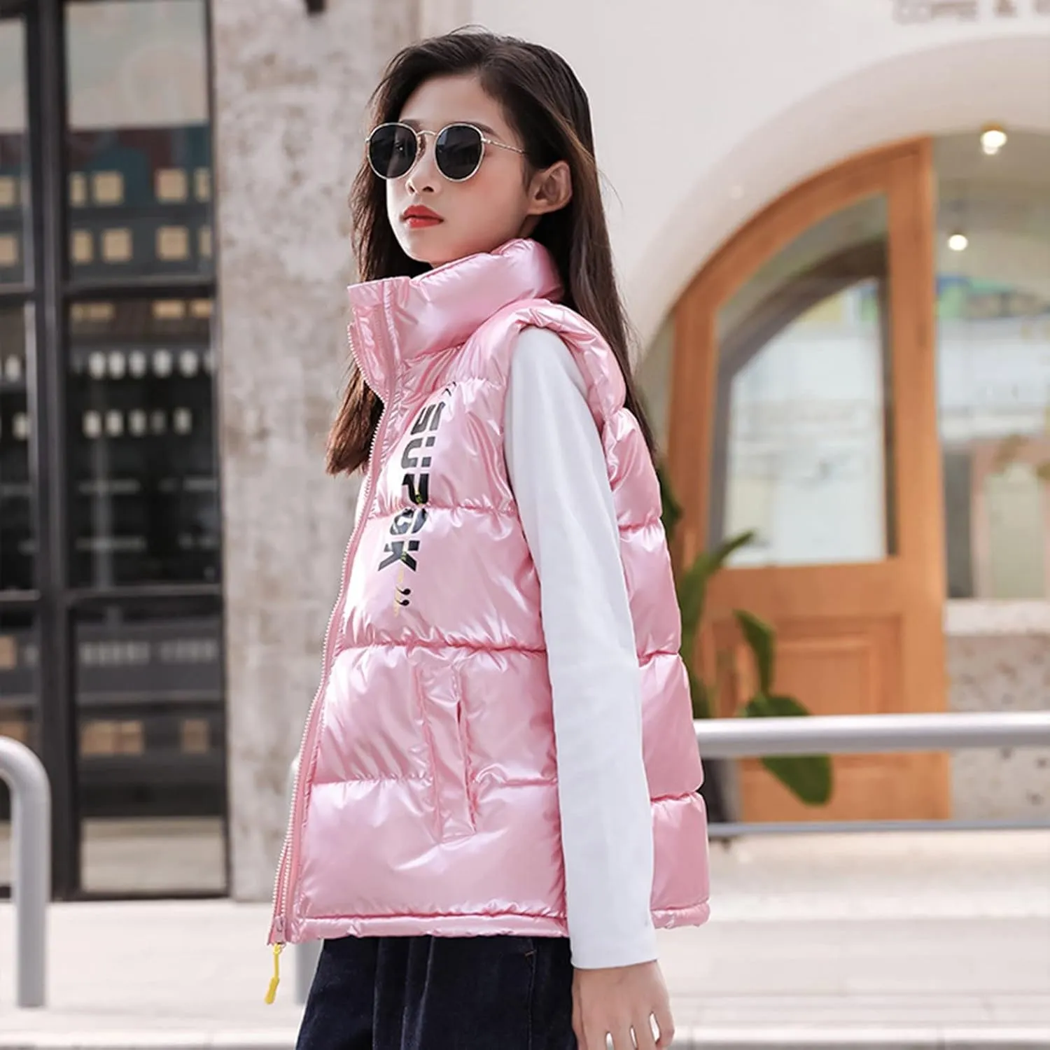 Boys Girls Puffer Vest Winter Coat Warm Lightweight Toddler Vest Outerwear High Neck Cute Sleeveless Down Jacket Coat