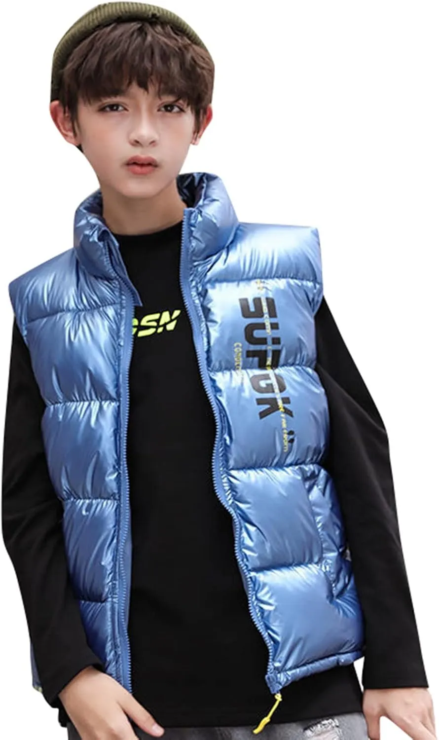 Boys Girls Puffer Vest Winter Coat Warm Lightweight Toddler Vest Outerwear High Neck Cute Sleeveless Down Jacket