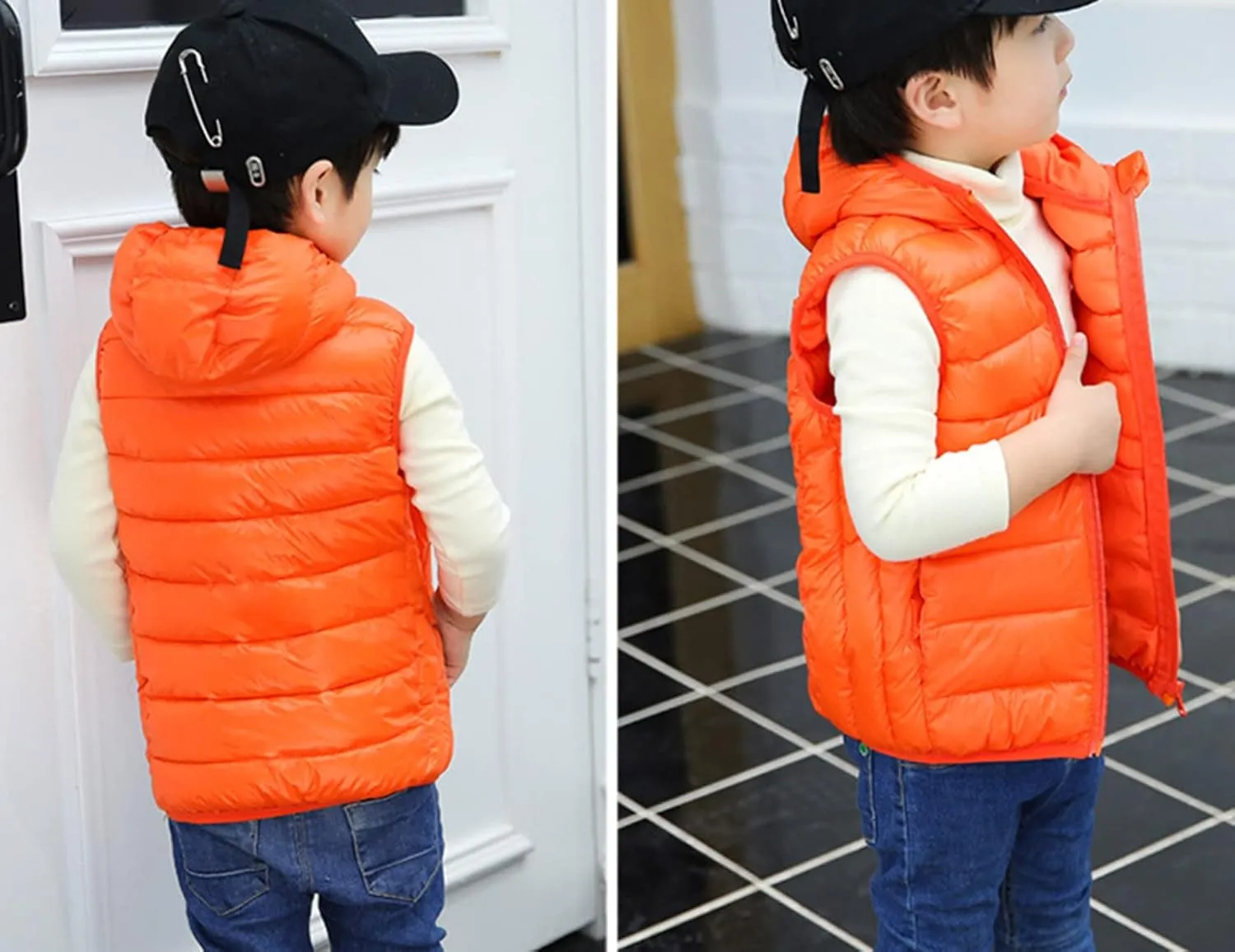 Boys Girls Winter Hooded Puffer Vest Lightweight Sleeveless Puffer Jacket Packable Quilted Vest Kids Padded Down Coat