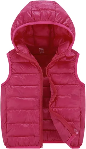 Boys Girls Winter Hooded Puffer Vest Lightweight Sleeveless Puffer Jacket Packable Quilted Vest Kids Padded Down Coat