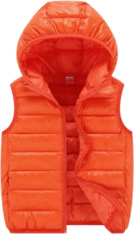 Boys Girls Winter Hooded Puffer Vest Lightweight Sleeveless Puffer Jacket Packable Quilted Vest Kids Padded Down Coat