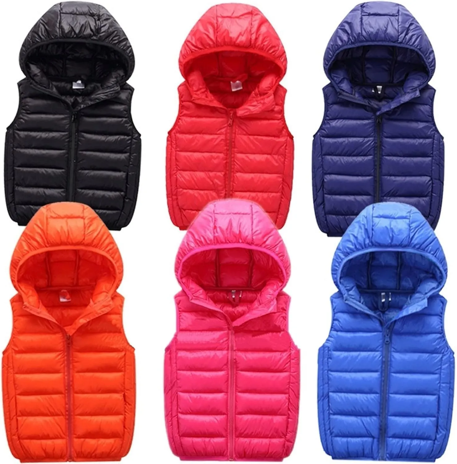 Boys Girls Winter Hooded Puffer Vest Lightweight Sleeveless Puffer Jacket Packable Quilted Vest Kids Padded Down Coat