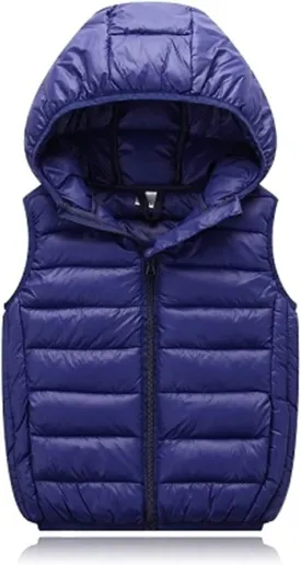 Boys Girls Winter Hooded Puffer Vest Lightweight Sleeveless Puffer Jacket Packable Quilted Vest Kids Padded Down Coat