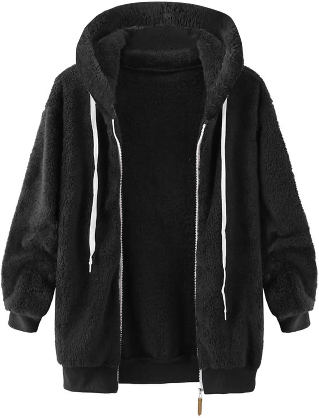 Cbcbtwo Fuzzy Fleece Jacket for Women Winter Coat Oversized Sherpa Cardigan Outwear Fur Warm Shagy Teddy Coats with Hood