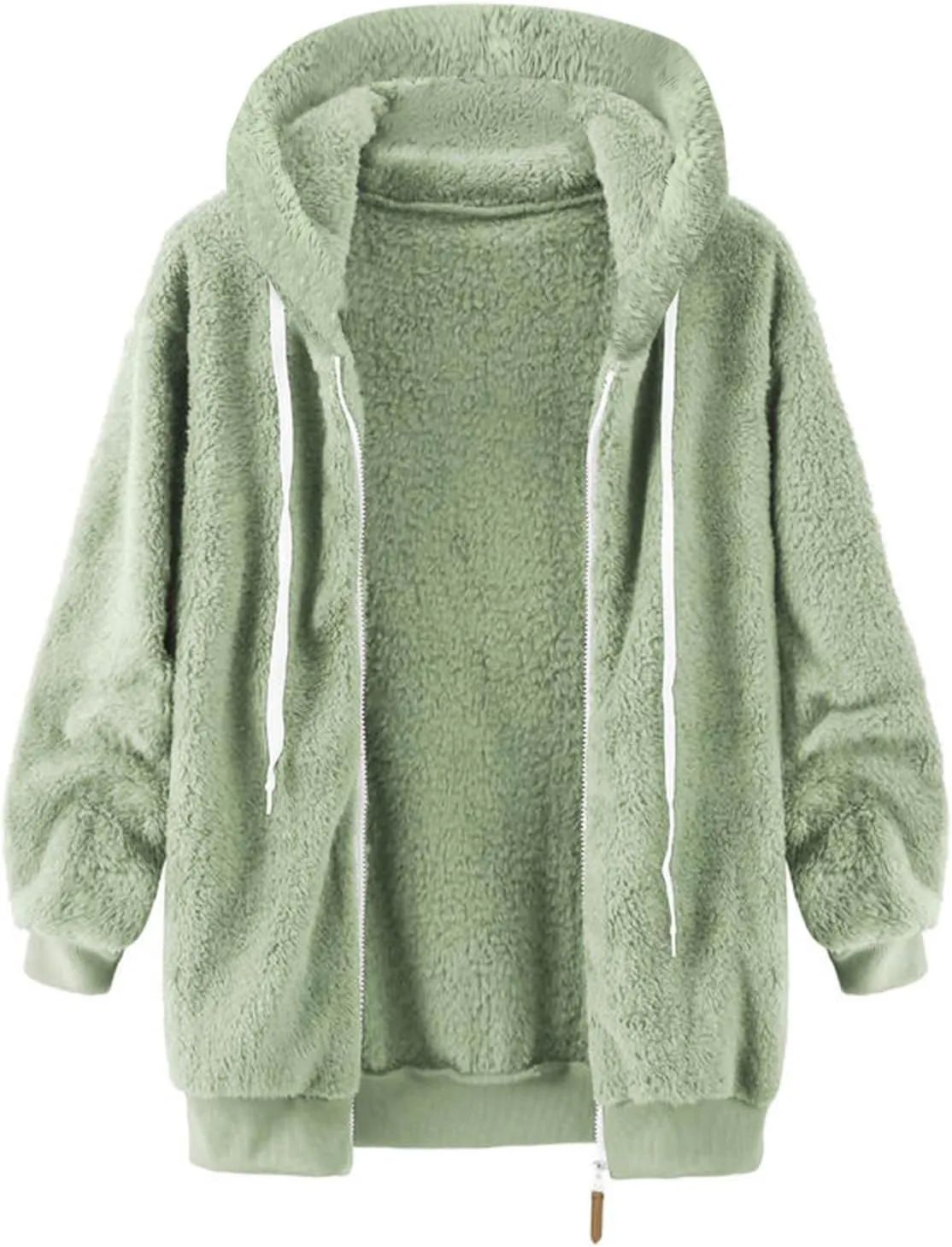 Cbcbtwo Fuzzy Fleece Jacket for Women Winter Coat Oversized Sherpa Cardigan Outwear Fur Warm Shagy Teddy Coats with Hood