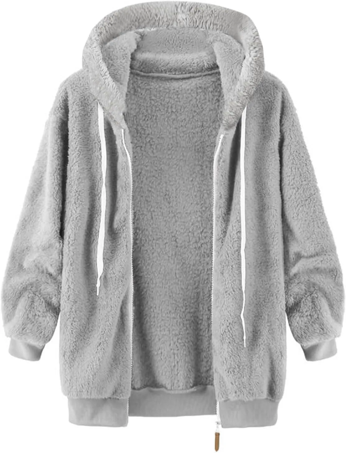 Cbcbtwo Fuzzy Fleece Jacket for Women Winter Coat Oversized Sherpa Cardigan Outwear Fur Warm Shagy Teddy Coats with Hood