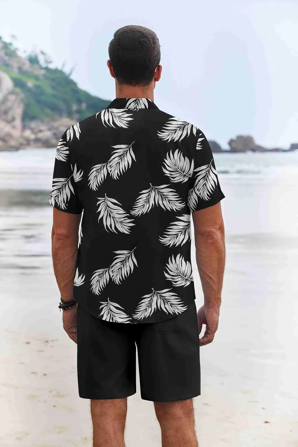 COOFANDY Men's Summer Beach Outfits 2 Piece Short Sleeve Shirts and Shorts Vacation Texture Linen Sets for Men