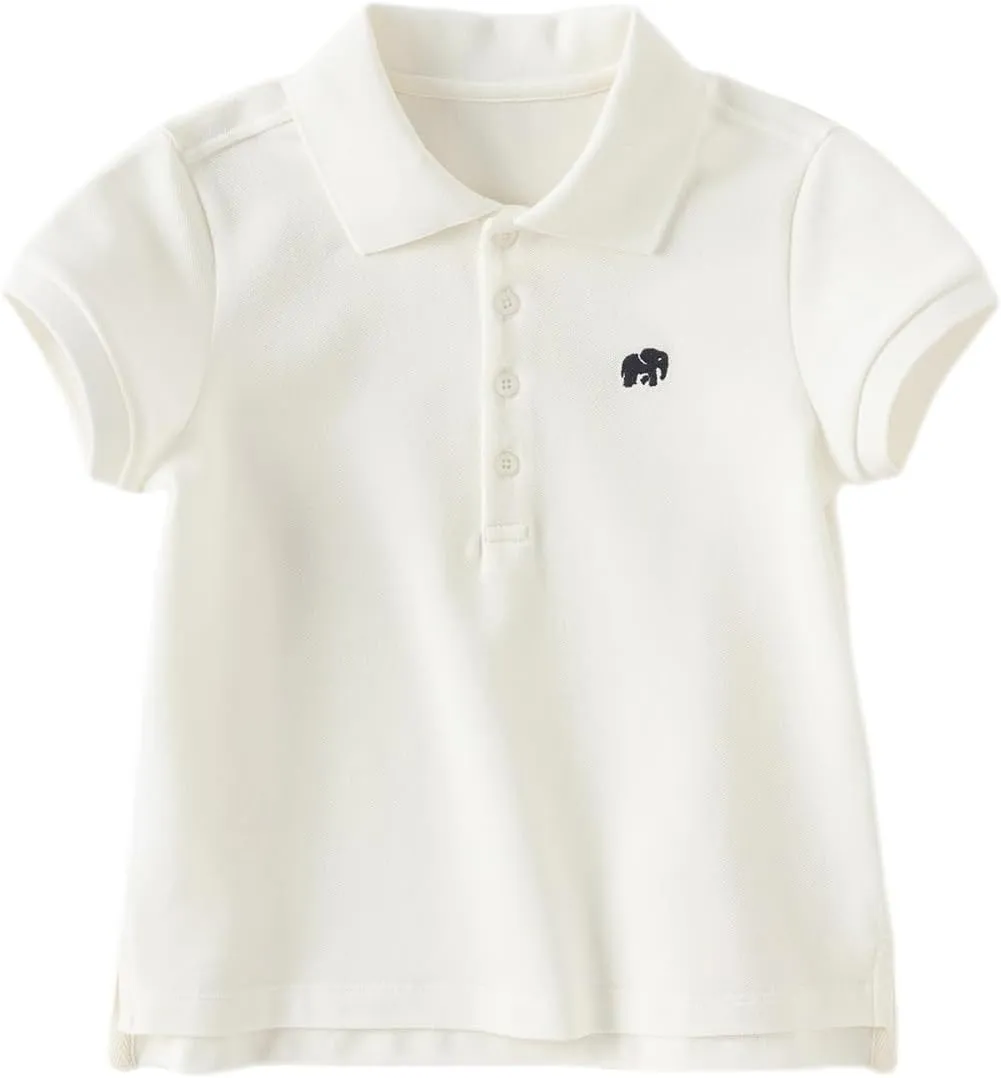 DAVE&BELLA Girls Short Sleeve Golf Polo Shirts Quick Dry Athletic Tops Tennis Shirts Girl School Uniform Tops for Aged 1-8