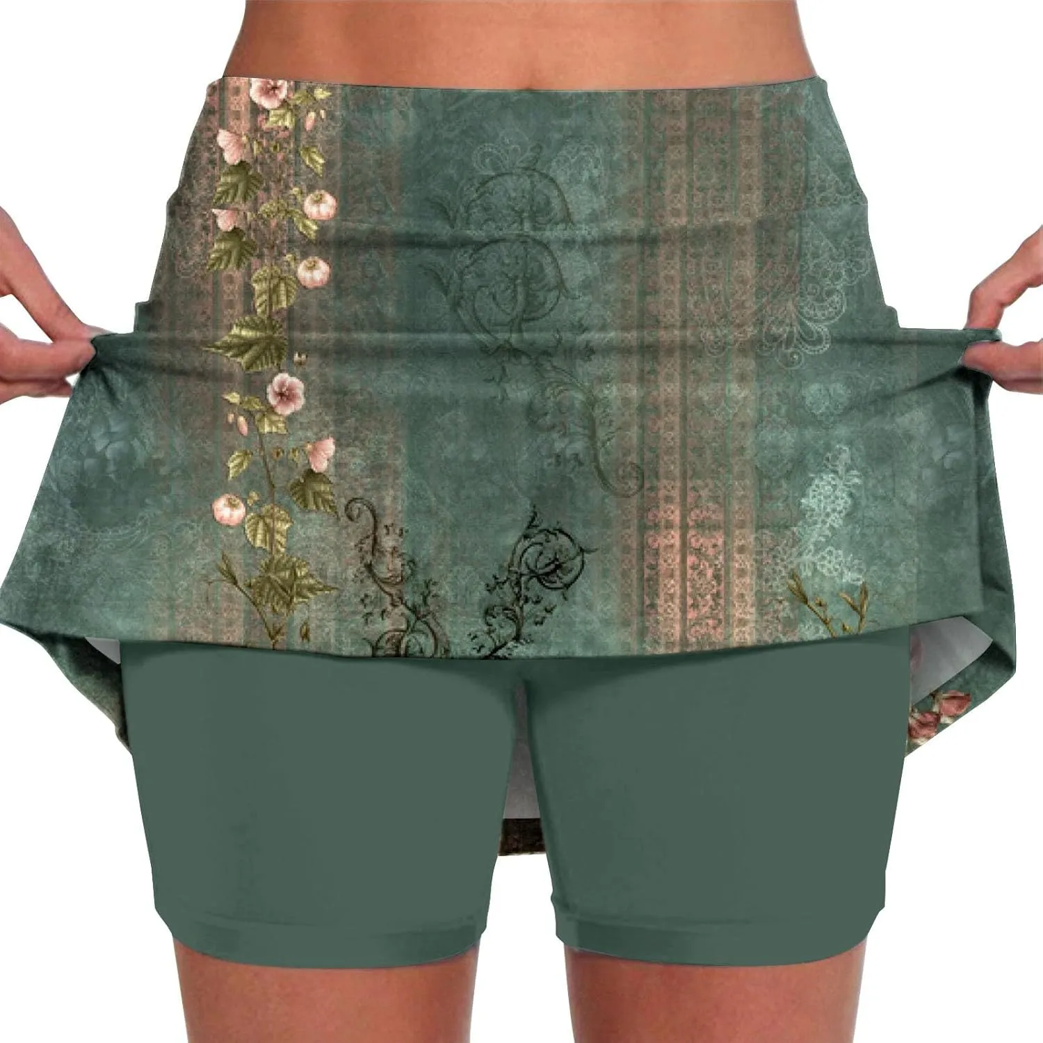 Elastic Yoga Culottes for Women Solid Color Athletic Shorts Lightweight High Waist Skinny Floral Print Joggers 2024