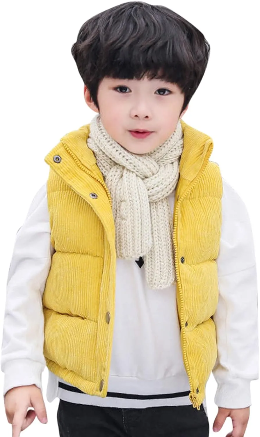 Girls and Toddler's Puffer Vest Sleeveless Corduroy Jacket Winter Coat Baby Down Coat Padded Quilted Vest Waistcoat