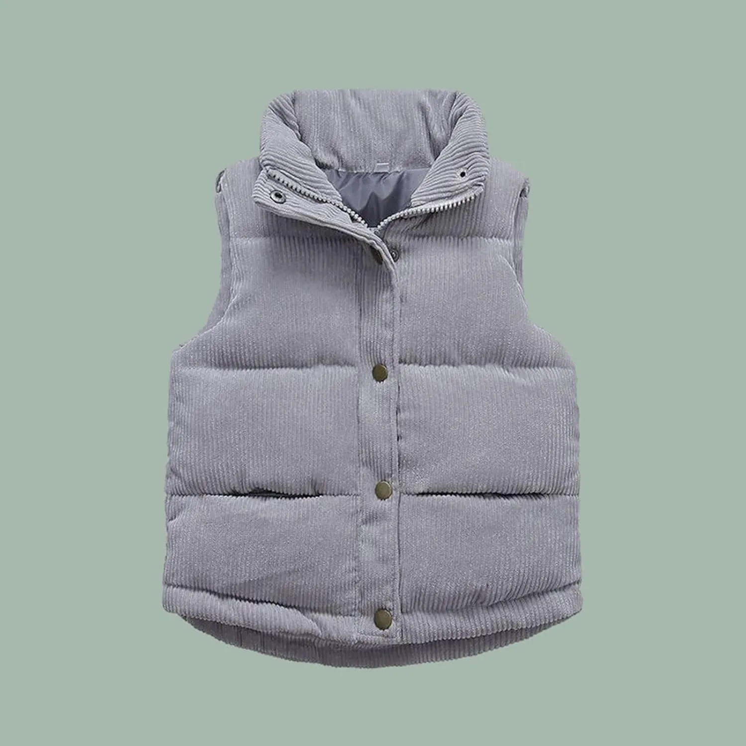 Girls and Toddler's Puffer Vest Sleeveless Corduroy Jacket Winter Coat Baby Down Coat Padded Quilted Vest Waistcoat