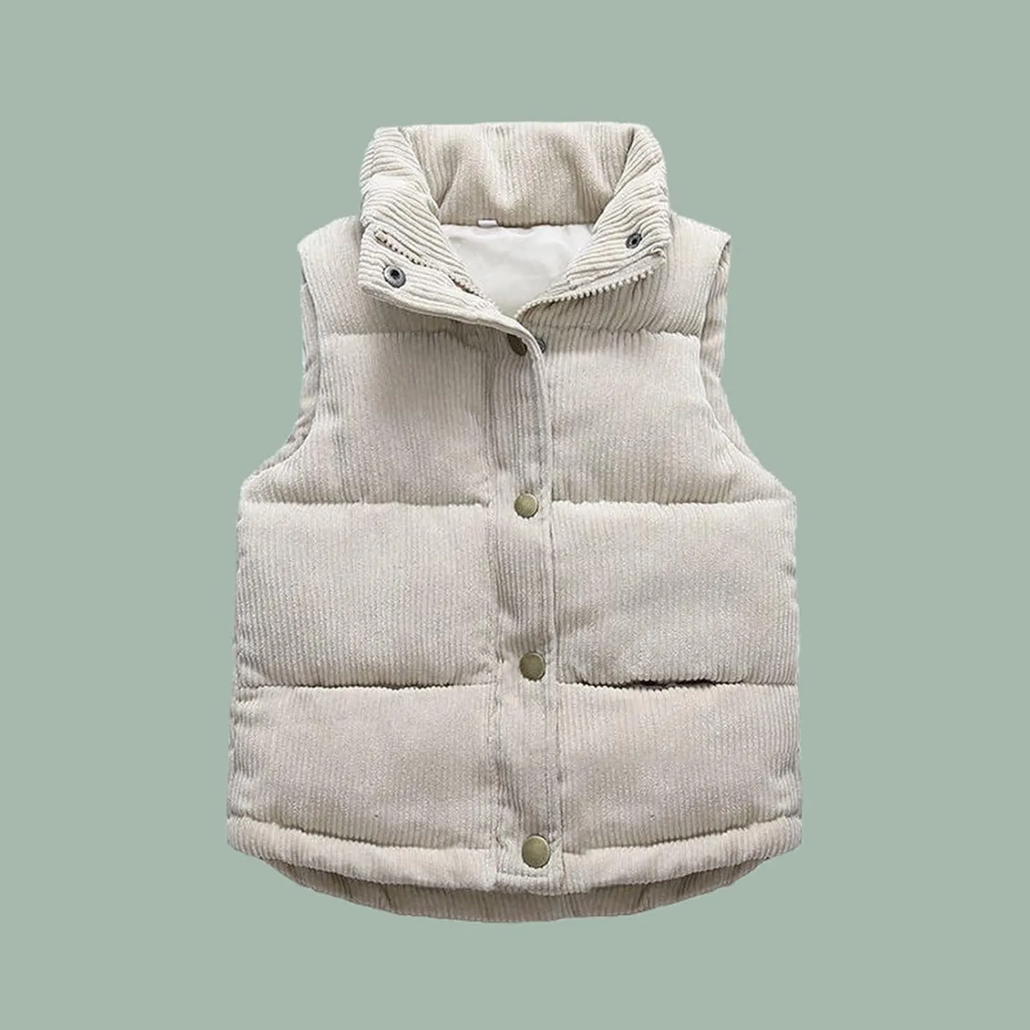 Girls and Toddler's Puffer Vest Sleeveless Corduroy Jacket Winter Coat Baby Down Coat Padded Quilted Vest Waistcoat