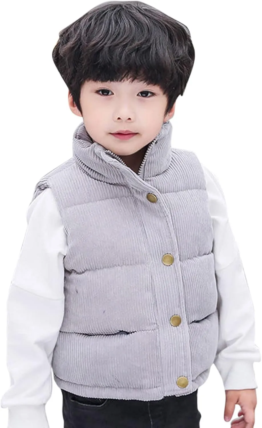 Girls and Toddler's Puffer Vest Sleeveless Corduroy Jacket Winter Coat Baby Down Coat Padded Quilted Vest Waistcoat