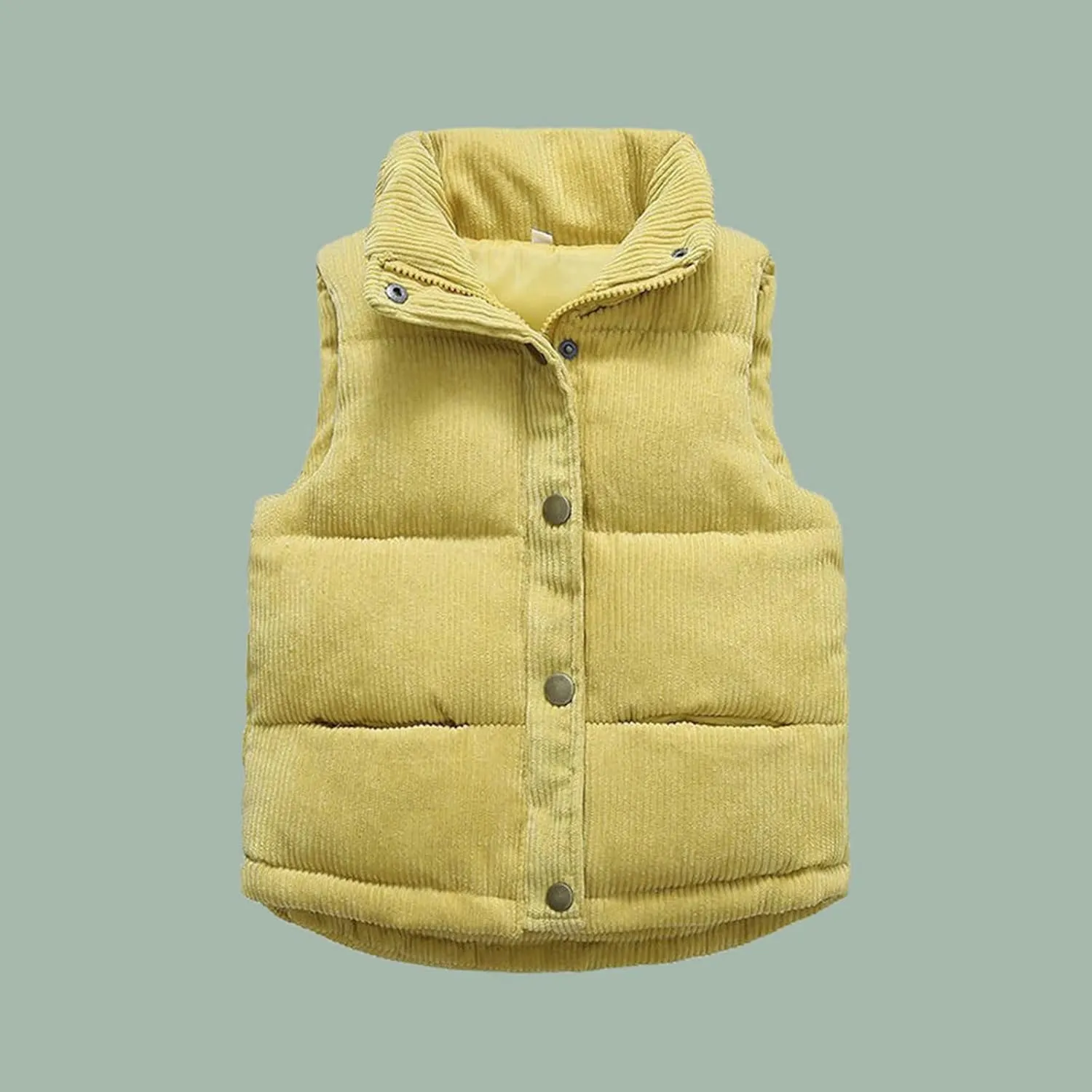 Girls and Toddler's Puffer Vest Sleeveless Corduroy Jacket Winter Coat Baby Down Coat Padded Quilted Vest Waistcoat