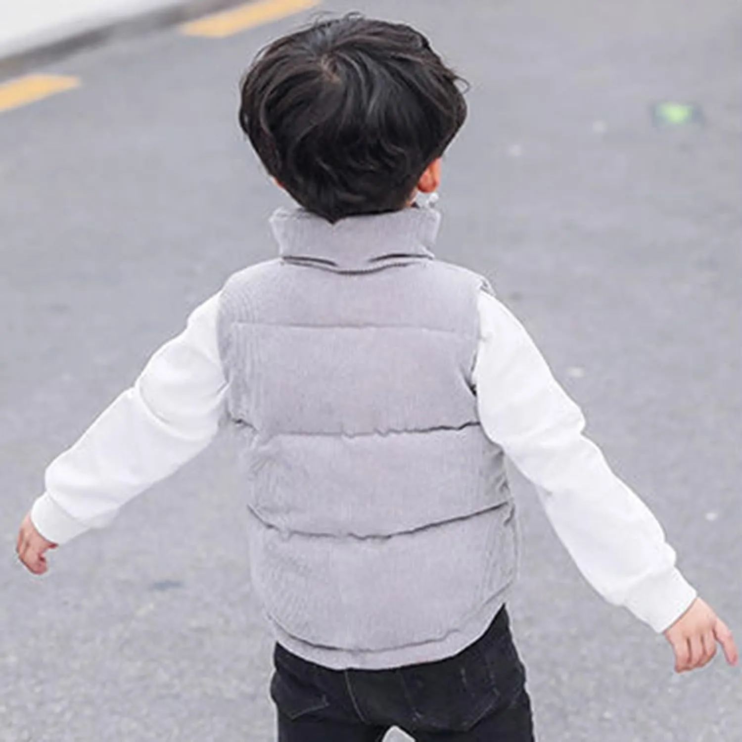Girls and Toddler's Puffer Vest Sleeveless Corduroy Jacket Winter Coat Baby Down Coat Padded Quilted Vest Waistcoat